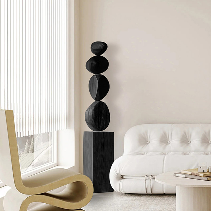 Black rectangle Solid wood Decorative Object
