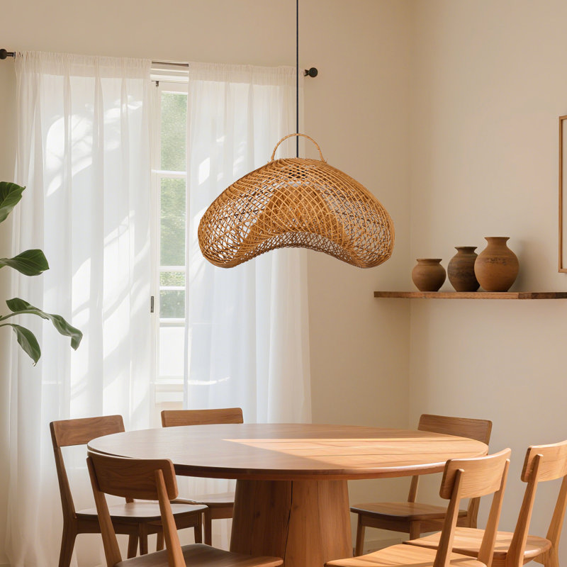 Luminaire suspendu 1 lumière Rattan, H 11,02 po x l 19,69 po x P 19,69 po