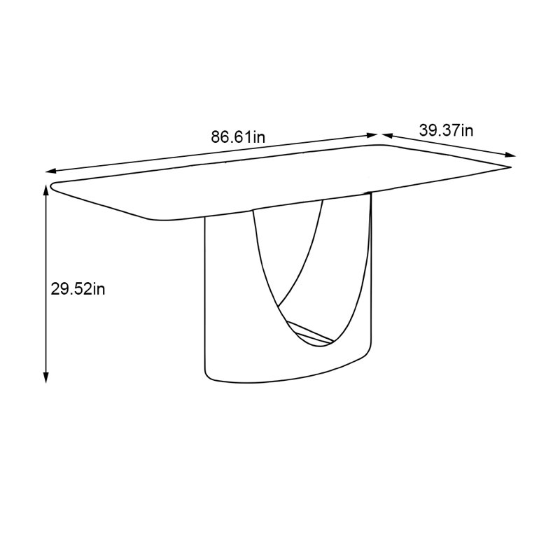 Simple modern luxury rectangular household table, 29.52"H x 86.61"L x 39.37"W