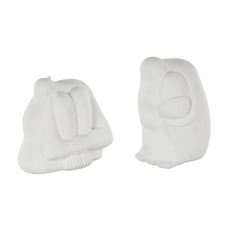 Cole And Grey Resin Abstract People Sculpture With Tucked Sitting Position