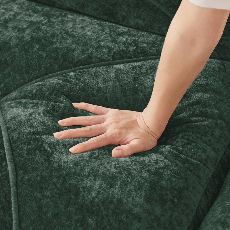 L-Shaped Boneless Sofa, Green, 29.9" H x 80.3" W x 67.3" D