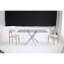 Table rectangulaire moderne en verre trempé et cadre en fer argenté-913351833-913351832