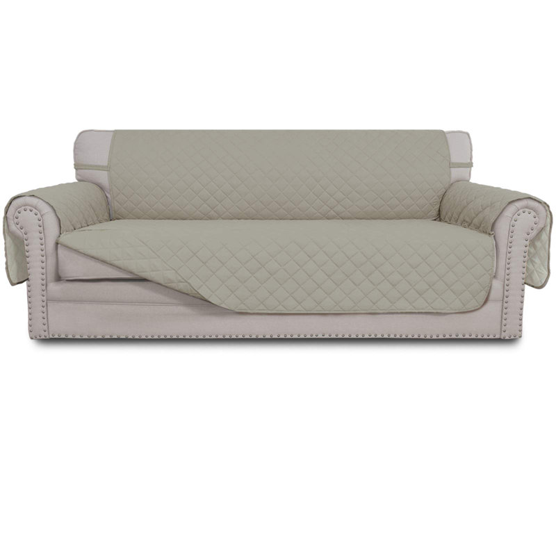 Housse de canapé réversible pour canapé à 3 coussins Housse de protection pour meubles résistante à l'eau avec bâtons de mousse Sangles élastiques pour chat (beige)