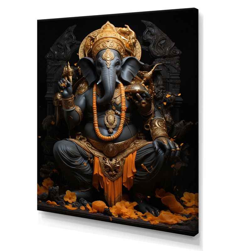 «Gladstein Hinduisim Divine Ganesha II», impression sur toile encadrée de l'hindouisme, 32" H x 16" W, Toile tendue