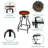 Korede 24"-29" Adjustable Height Kitchen Swivel Counter Stool & Bar Stool with Brown Wood Veneer Seat and Black Metal Base (Set of 3)-2020531317