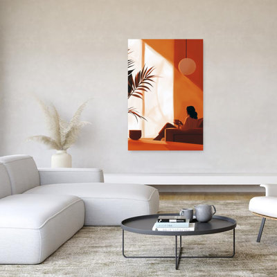«Woman In Warm Modern Peaceful Serene Plant Architecture», art mural