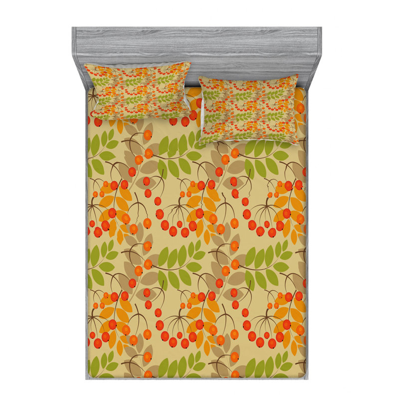 Microfiber Floral Sheet Set, Queen Sheet Set with Fitted Sheet