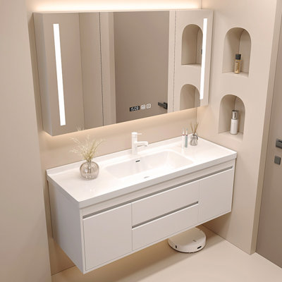 Cream style simple bathroom cabinet.