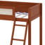 Lit superposé simple au-dessus d'un lit double avec tablette de rangement latérale et lit superposé en bois léger avec échelle intégrée et garde-corps-128987009