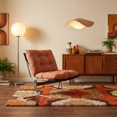 Mid-Century Modern Leather Bauhaus Inspired Chrome Leg Lounge Chair