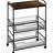 33.75"H Dining Room Cart. Rustic Brown, 2 Sliding , Side Hooks, Wheels For Versatile Storage 3 Tier Cart Room. Brown Kitchen With Organization
