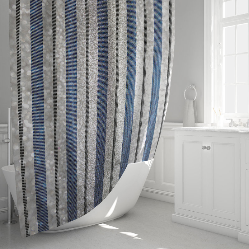 Rideau de douche simple rayé Shimmer, H 72 po x l 70 po