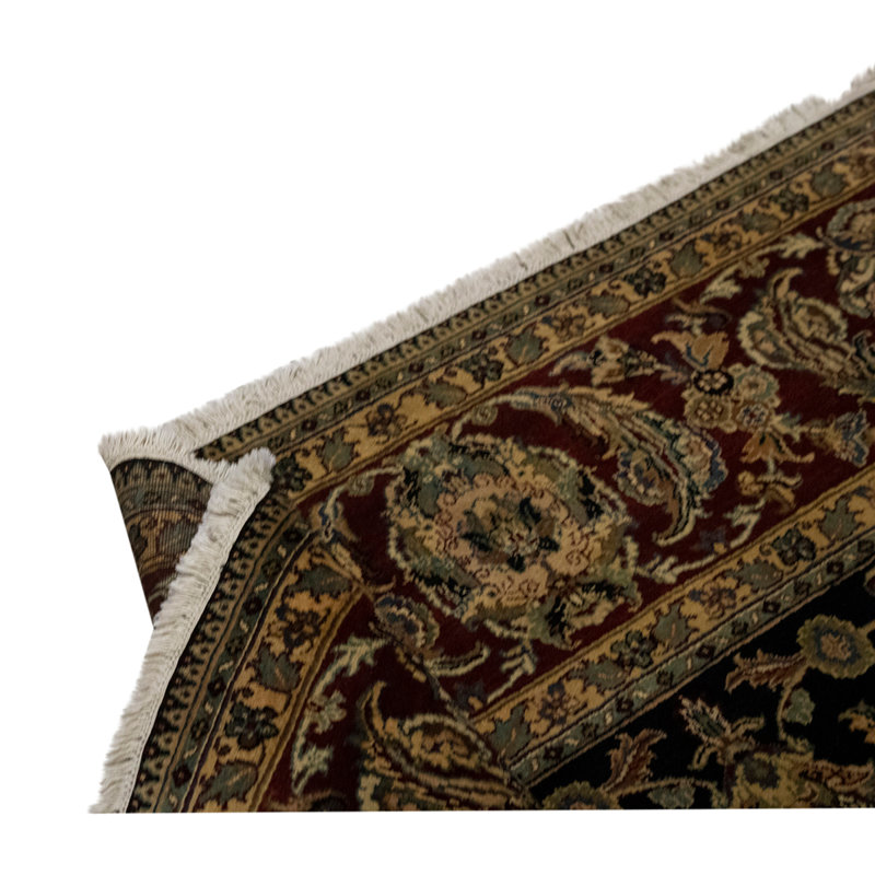 Tapis noir / rouge / brun noué à la main de haute qualité