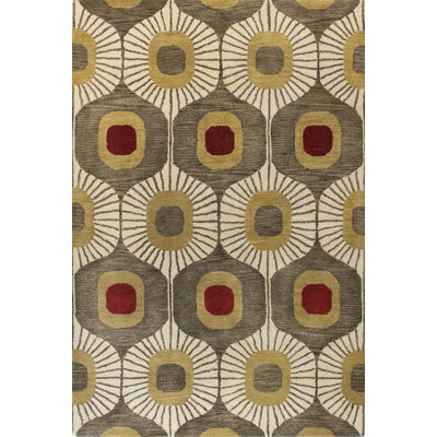 Hayashi Geometric Handmade Tufted Wool Mocha Area Rug