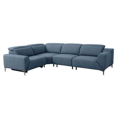 124" W Contemporary Power Sectional, Blue