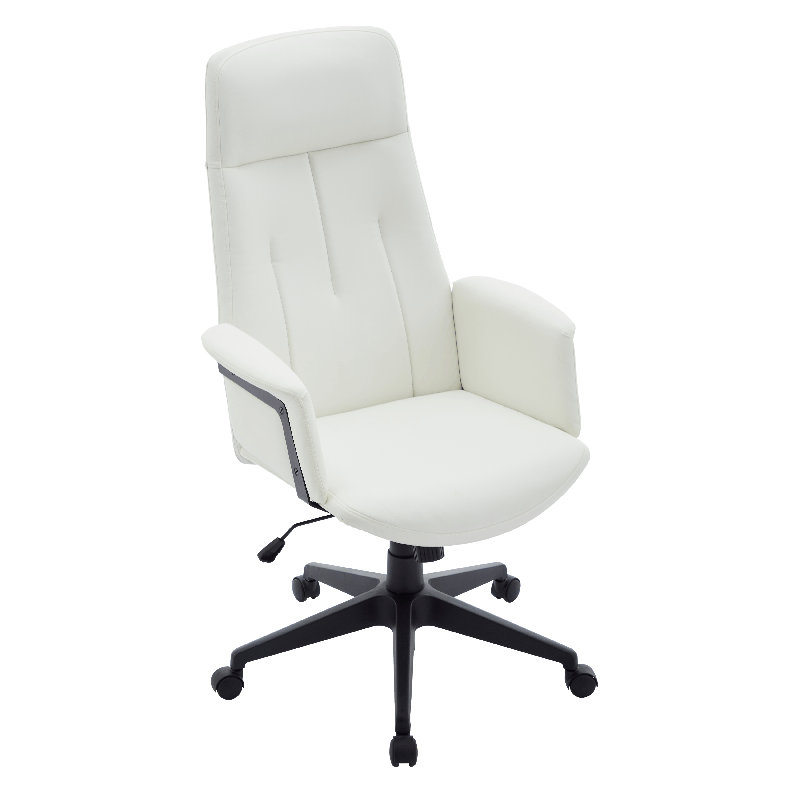 Fauteuil de bureau en cuir Philander, Blanc
