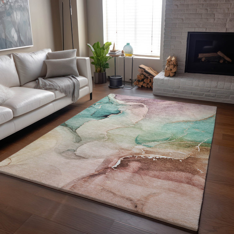 Premium Machine Washable Cerrito AMF521 Teal Rug
