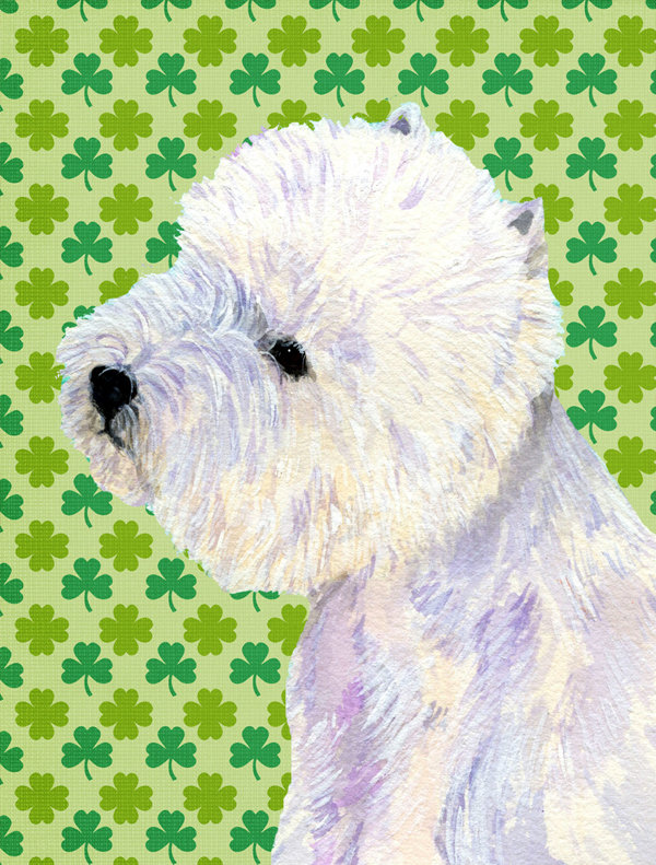 Drapeau de jardin à 2 côtés st. patrick day trèfle, Westie 2