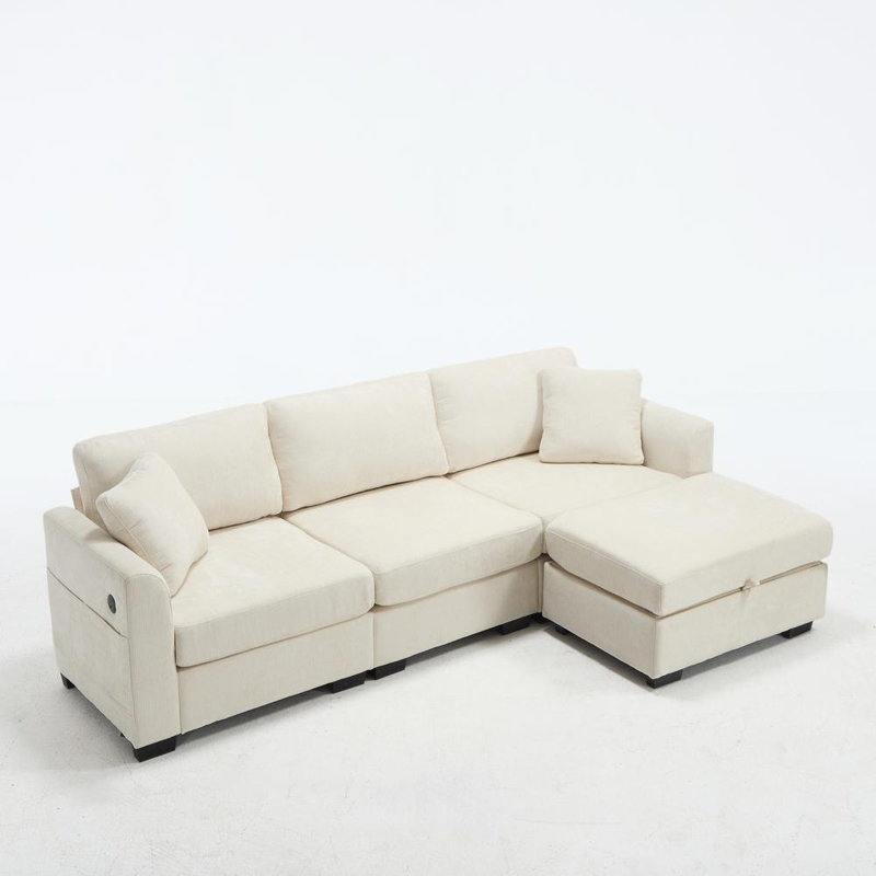 Storage Sofa with Dual USB (Beige)