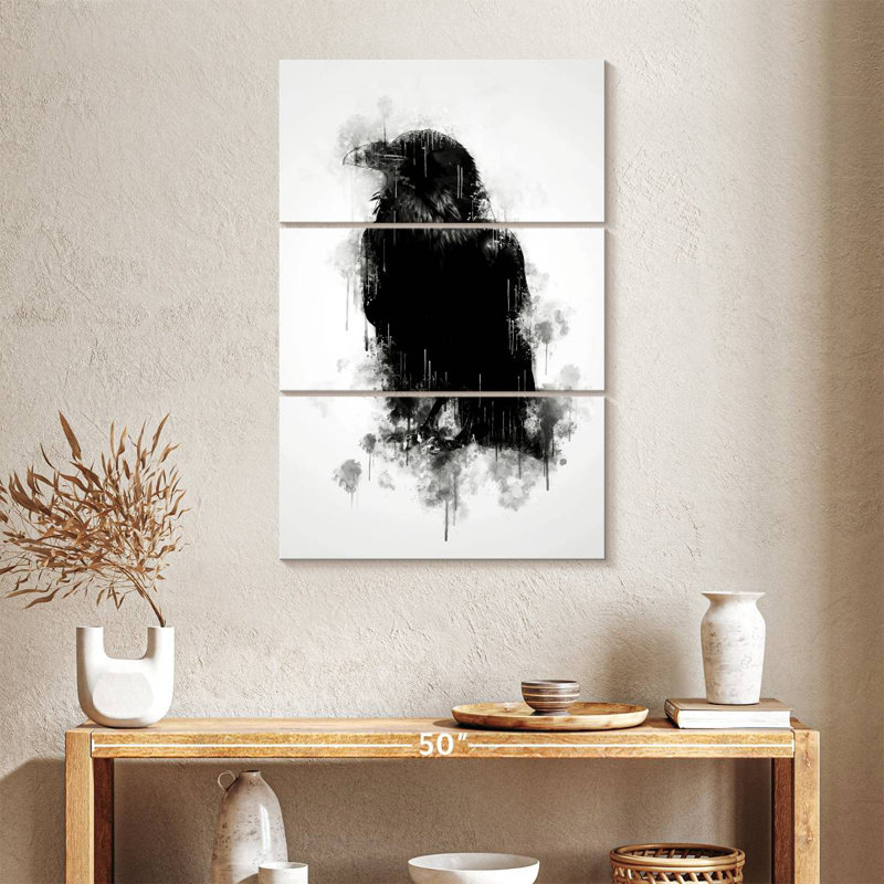 Brampt Crow Raven Black And White, 38" H x 24" W