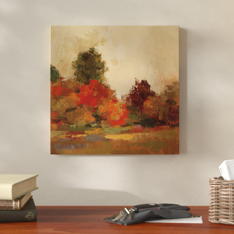« automne forest iii », reproduction de peinture à l’acrylique sur toile tendue, H 14 po x l 14 po x P 2 po