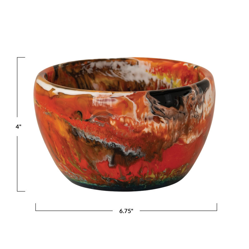 Marbled Resin Bowl in Sunset Palette