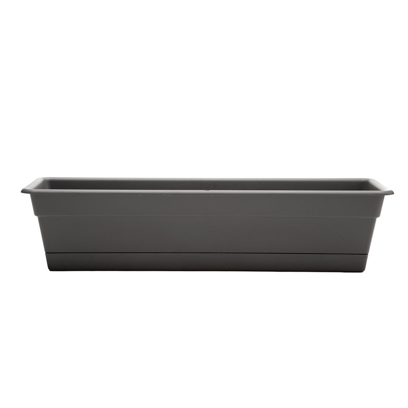 Boîte à fleurs rectangulaire d'intérieur / extérieur Dura Cotta, H 5,75 po x l 24 po x P 7,5 po, Anthracite