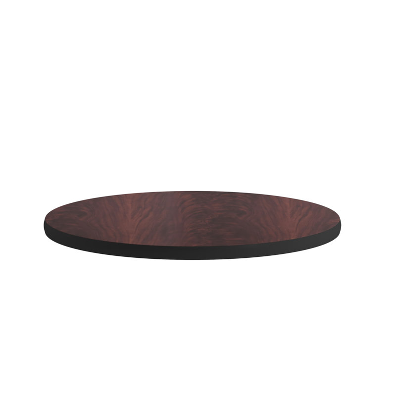 Table Top with Reversible Laminate Top, Black/Mahogany, 24" Round