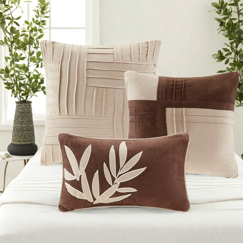 ensemble de literie en faux suède, polyester beige, design moderne décontracté pour la maison