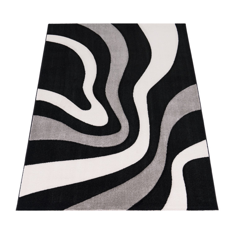 Alyta Abstract Area Rug in Gray/Black
