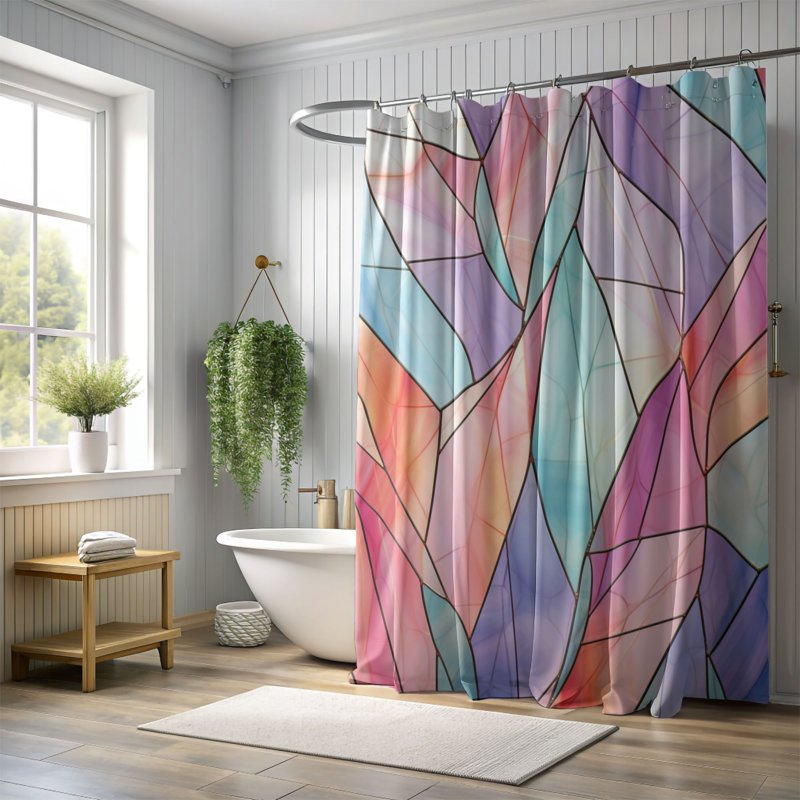 Abstract Glass Art - Rideau de douche standard 1 pièce, H 74 po x l 71 po