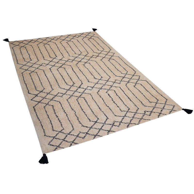 Eslettes Rectangle Geometric Cotton Hand Woven Area Rug, Rectangle 160 x 230cm