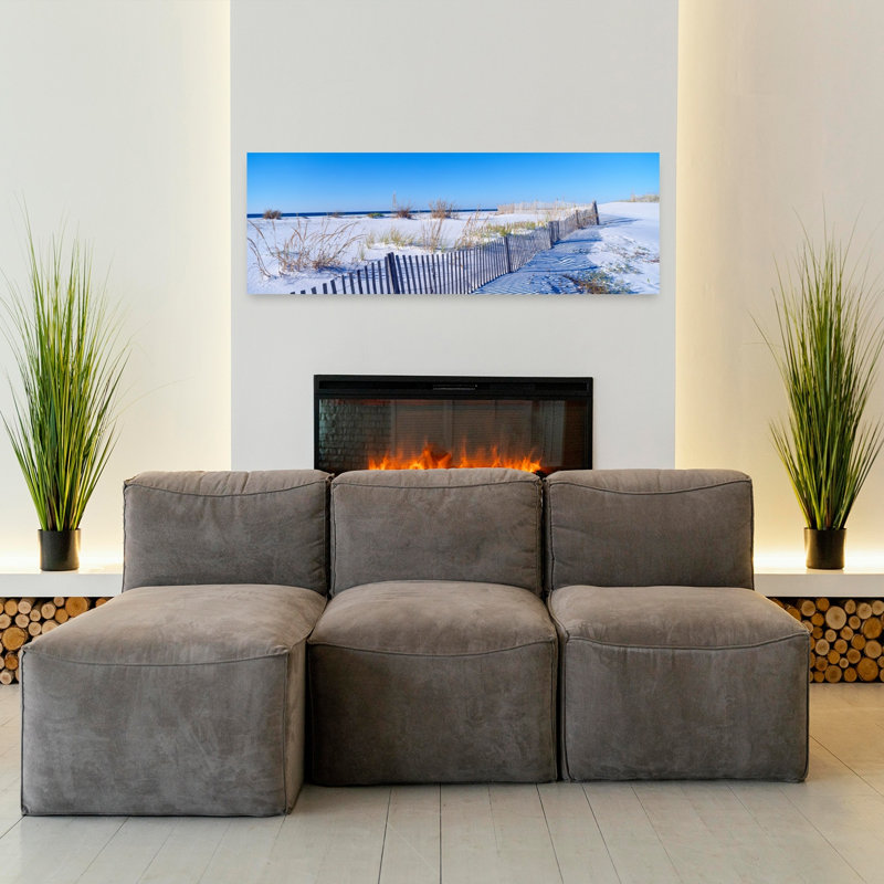 Sea Oats And Fence Along White Sand Beach At Santa Rosa Island Near Pensacola Florida by J Sohm/VOA LLC - Wrapped Canvas Panoramic Print