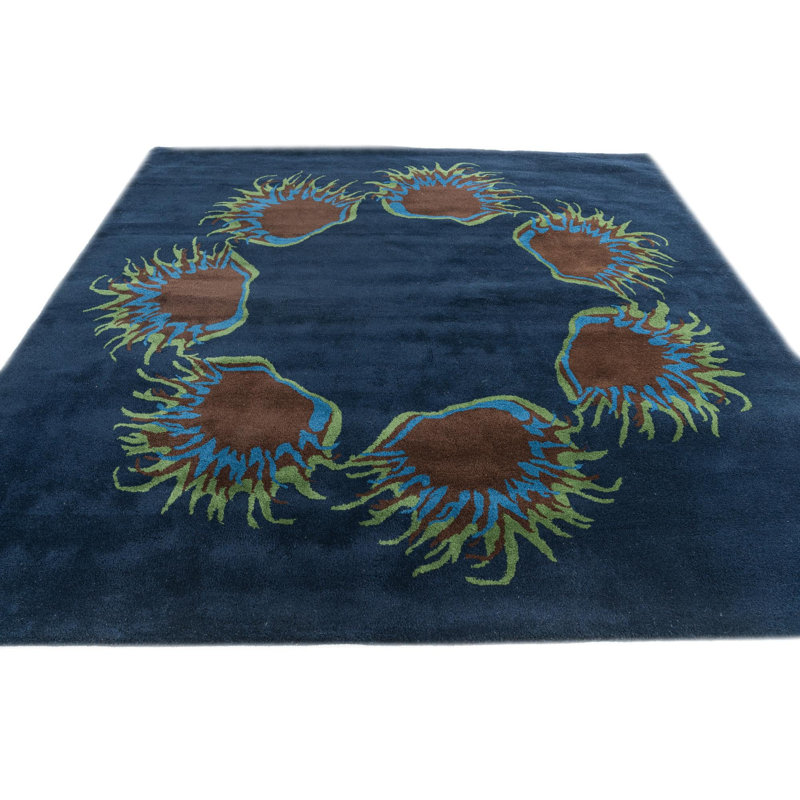 Tapis carré bleu marine Noell