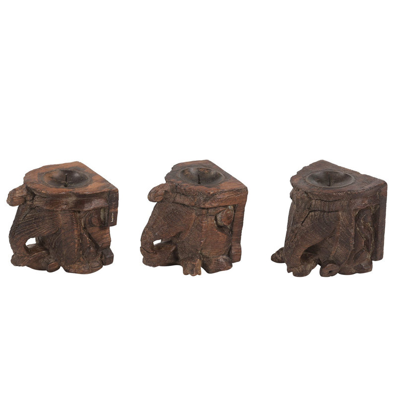 3'' H Solid Wood Candlestick