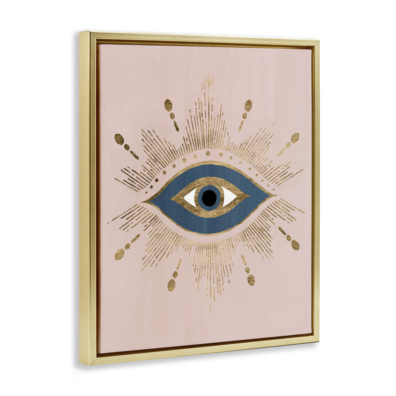 Motif bohème «Evil Eye Glam», H 21 po x l 17 po, Cadre flottant métallique doré
