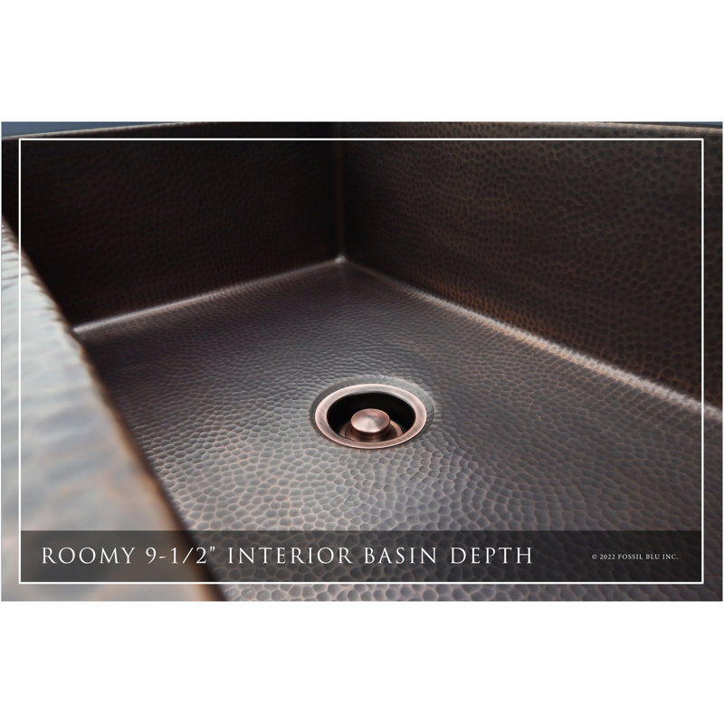 Luxury Heavy 12-Gauge Copper Farmhouse Sink, Includes Accessories, Flat Front
