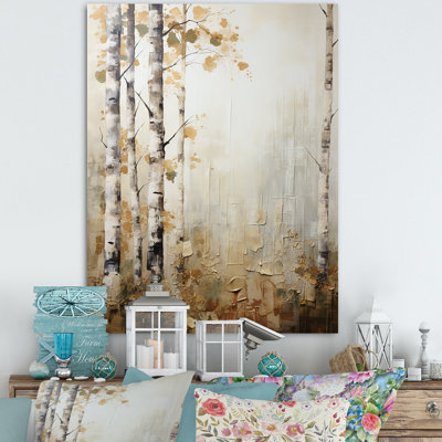 «Beige And Gold Minimalisme Forest», reproduction d'art sur toile