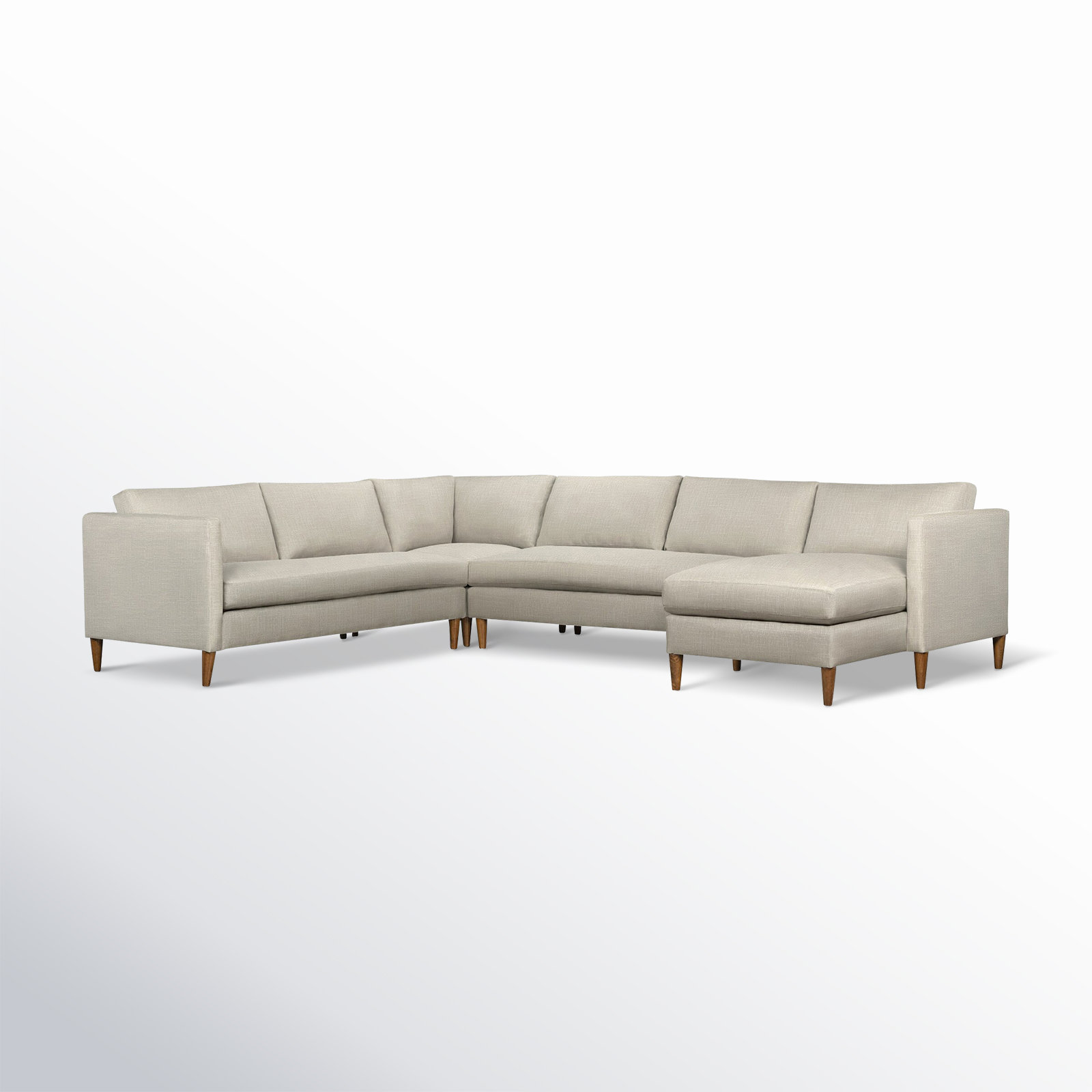 Clifford 4-Piece Upholstered Custom Sectional, Right Hand Facing, Lena Sand Performance Linen Blend