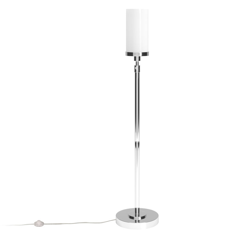 Lampe torchère sur pied 54,5 po Frieda, Nickel poli, Blanc