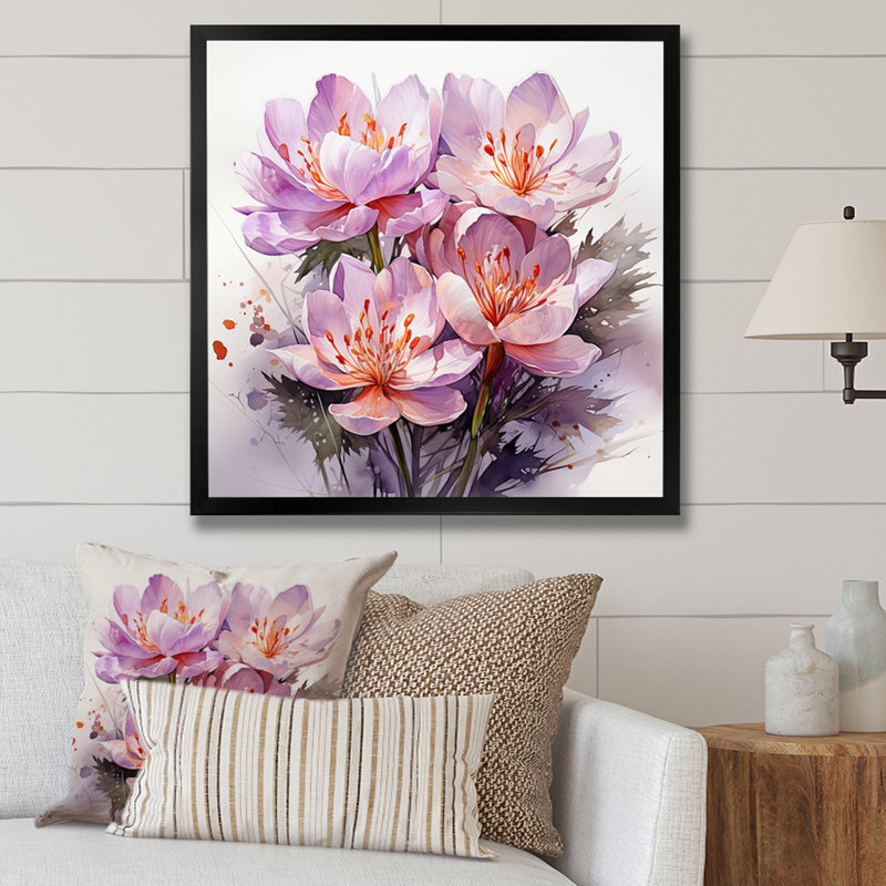 Art mauve zen mauve, H 16 po x l 16 po x P 1 po, Cadre photo noir