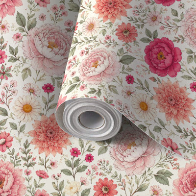 Papier auto-adhésif à motif floral autocollant et amovible 24 po x 118 po (60 x 300 cm)