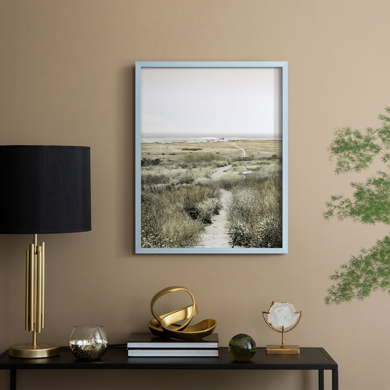 Reproduction encadrée, "Sentier au paradis" - bois massif, H 11 po x l 9 po, Bleu