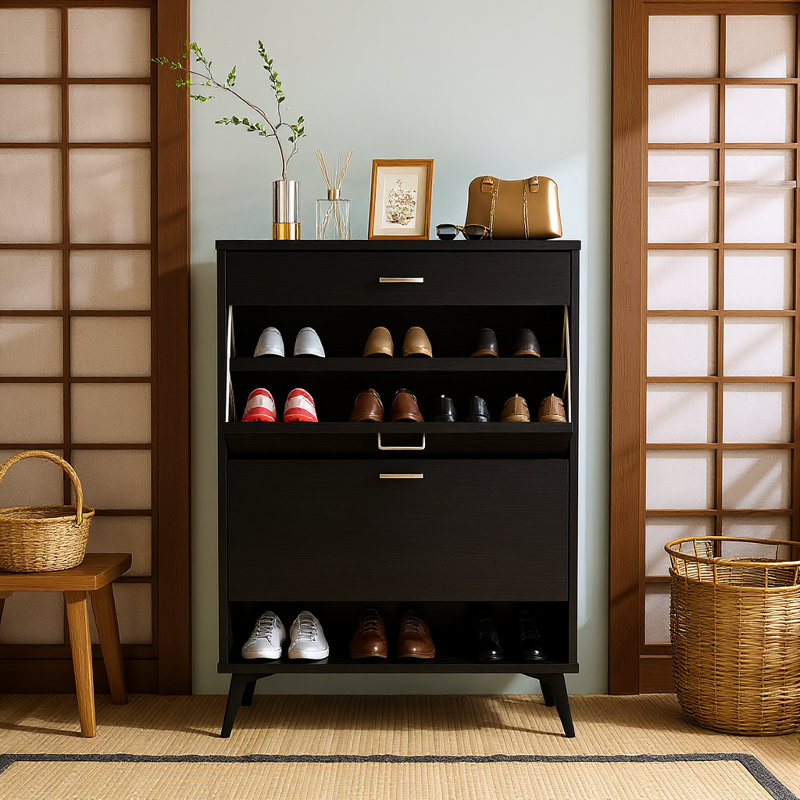 15 Pair Shoe Storage Cabinet, Black