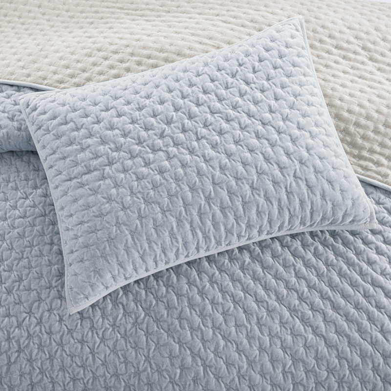Ensemble de courtepointe en velours DKNY PURE, King Quilt + 2 King Shams, Blue