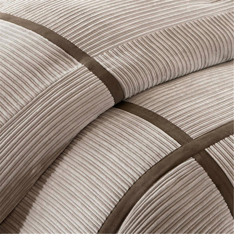 7 Piece Micro Corduroy Comforter Set Taupe Queen, Queen Comforter + 6 Additional Pieces 