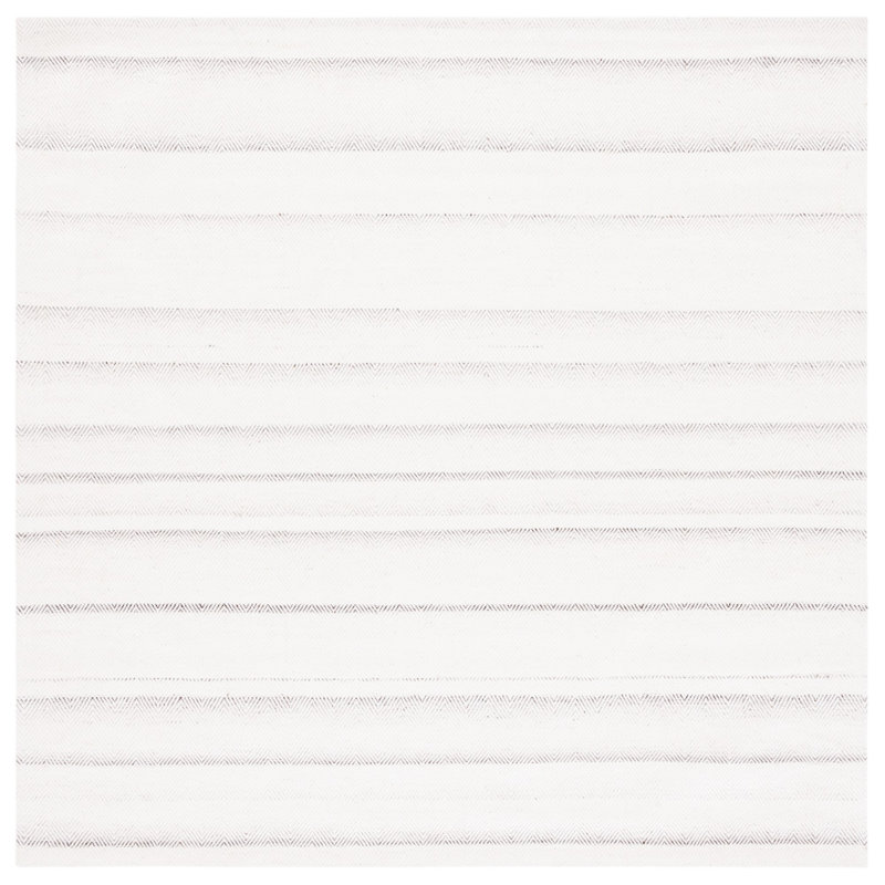 Earin Hand Woven Viscose/Wool Chevron Rug in Gray/Ivory, Square 6'