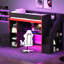 Lit mezzanine Gaming avec bureau et rangement, lumières DEL, lit simple