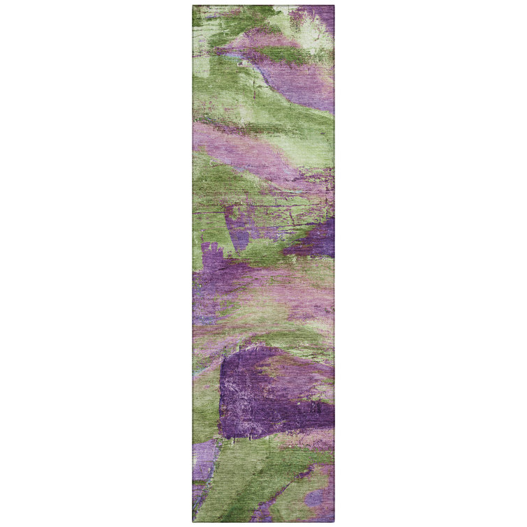 Machine Washable Indoor/Outdoor Xhevrie Purple Rug