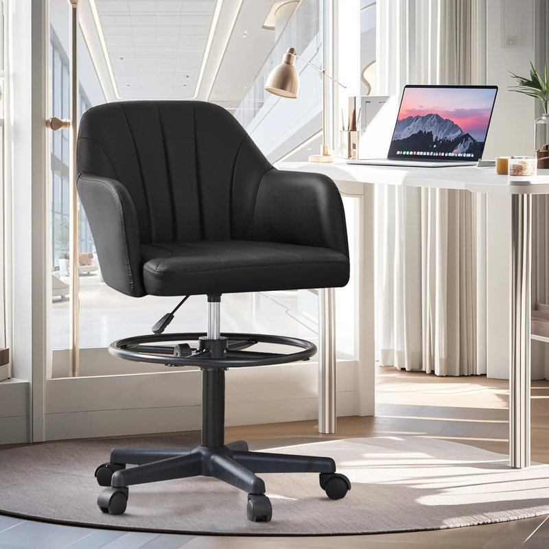 Tabouret pivotant à hauteur réglable Bhavjot, Noir